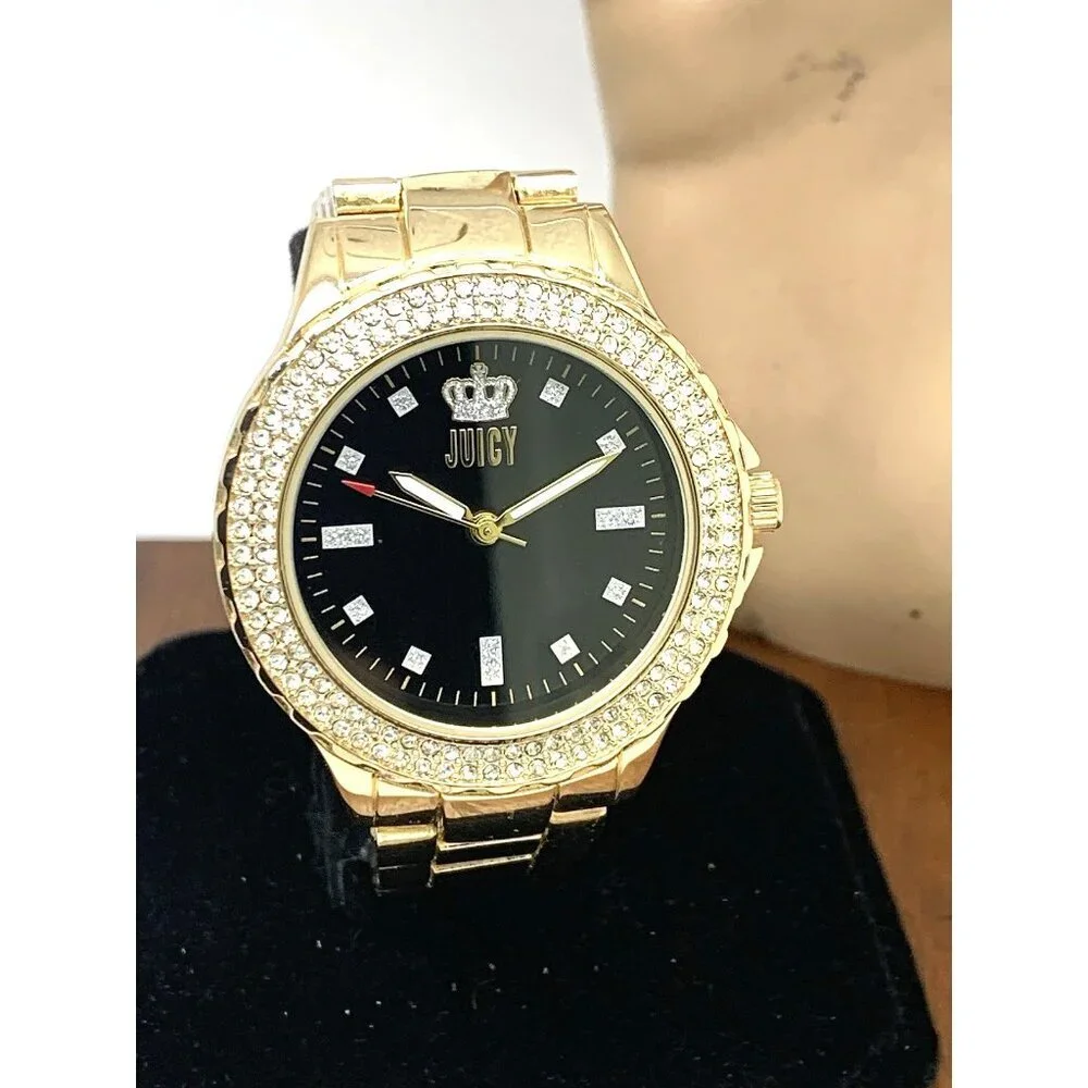 Juicy By Juicy Couture Women's Watch JC/5000 Quartz Black Gold Tone Steel 38mm